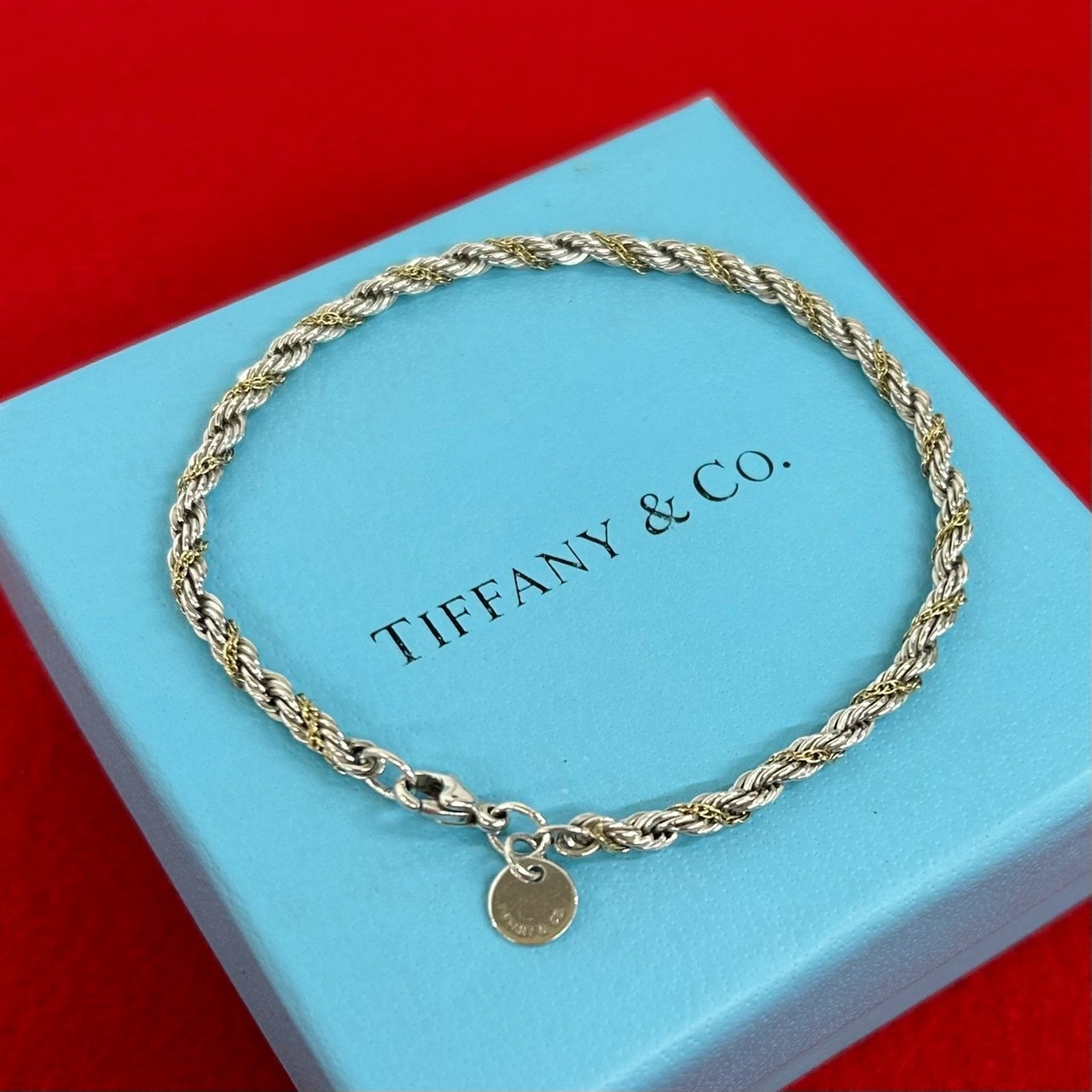 TIFFANY&Co. ティファニー ツイストロープ チェーン ブレスレット シルバー925 K18イエローゴールド ブレスレット シルバー
 94212