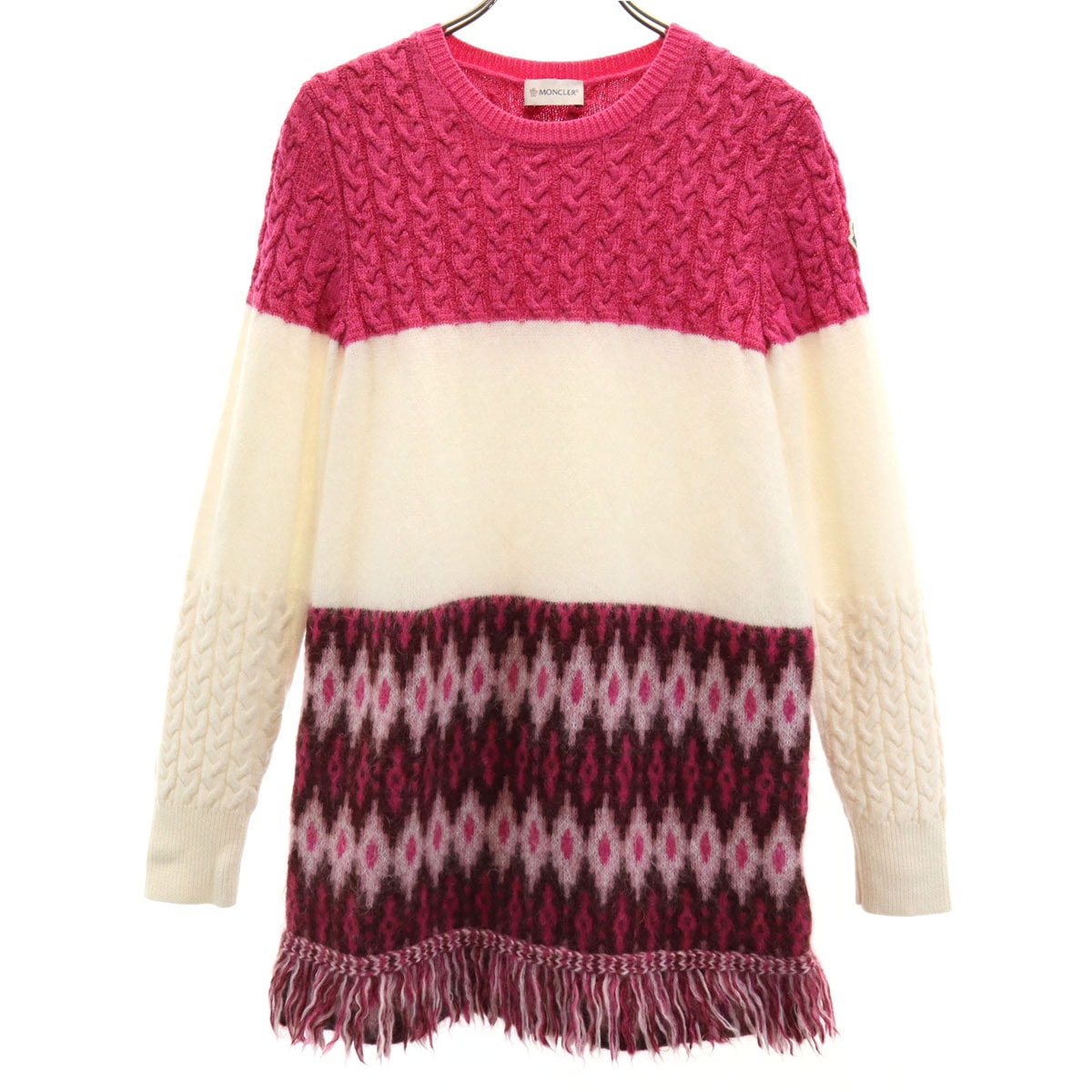 MONCLER モンクレール ブルガリア製 長袖 ニット ワンピース 12 ピンク