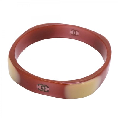 【6jdb0418-k】シャネル バングル ココマーク プラスチック レッド ベージュ【中古】レディース