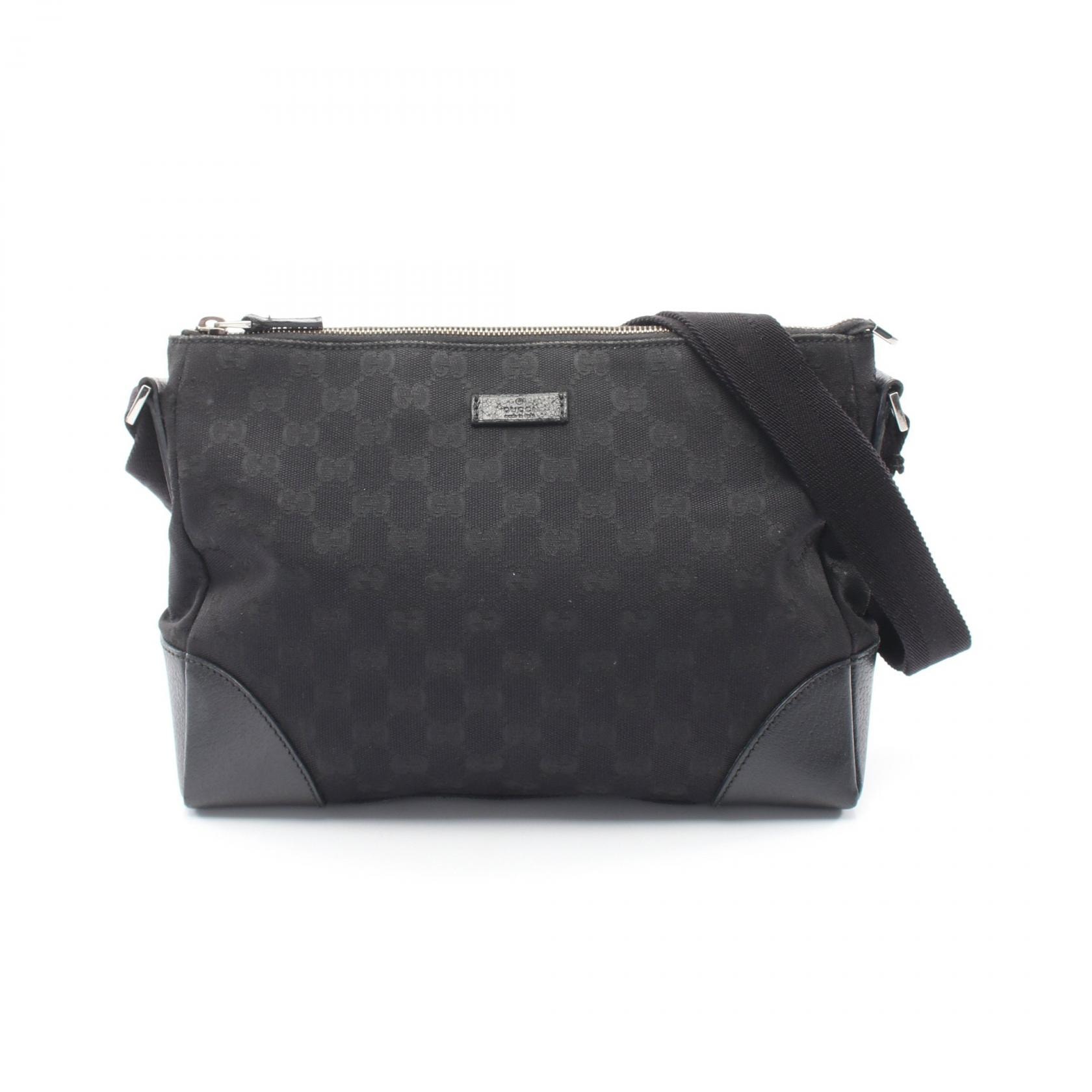 グッチ GUCCI GGキャンバス ショルダーバッグ バッグ キャンバス レザー レディース ブラック系 114273 【中古】
