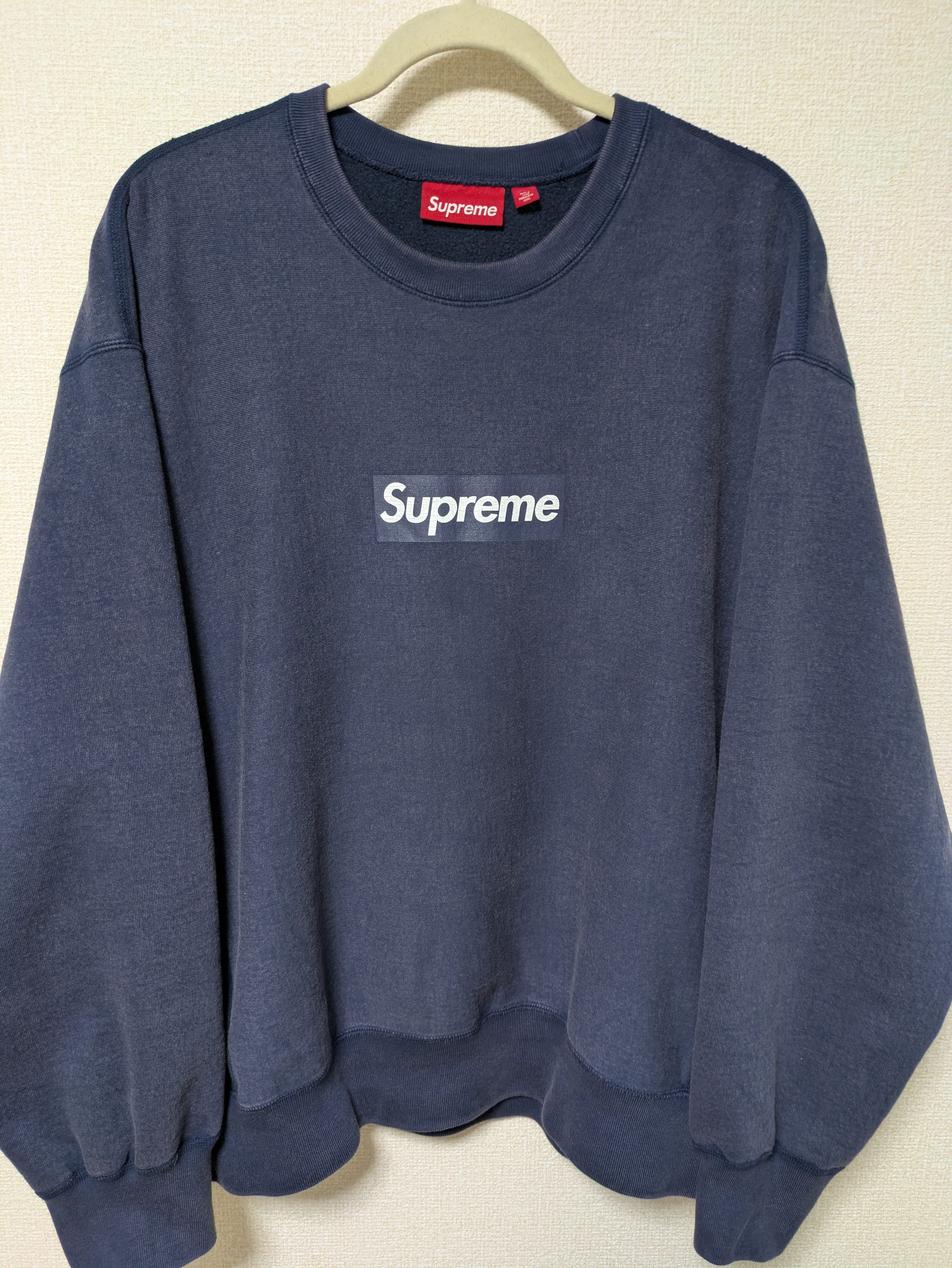 Supreme Washed Box Logo Crewneck "Navy"