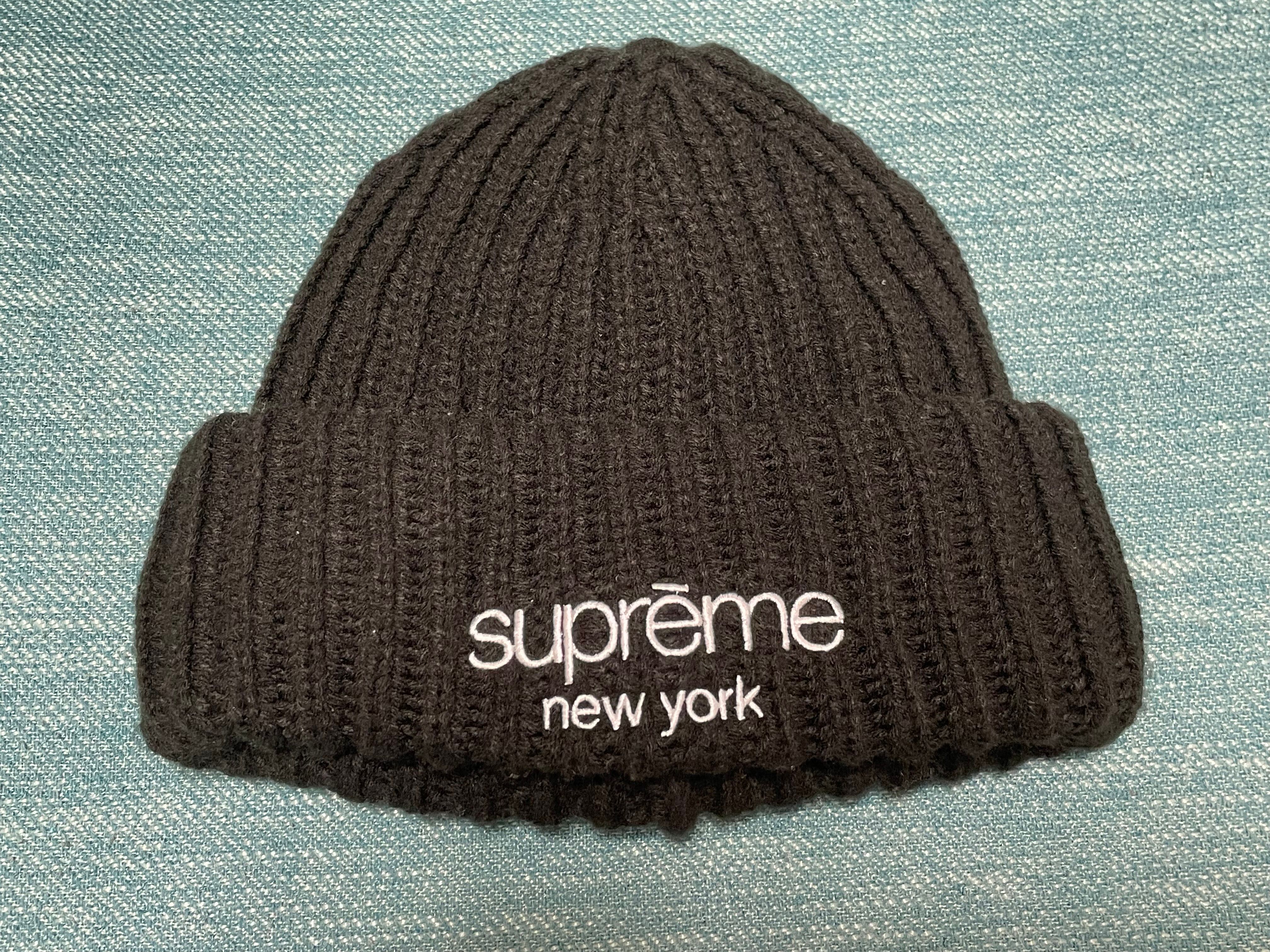 Supreme Classic Logo Chunky Ribbed Beanie "Black" (23FW)