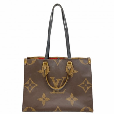 【6dc3657】ルイヴィトン トートバッグ モノグラム・ジャイアント/リバース オンザゴーMM M45321 ブラウン 2wayバッグ【中古】レディース