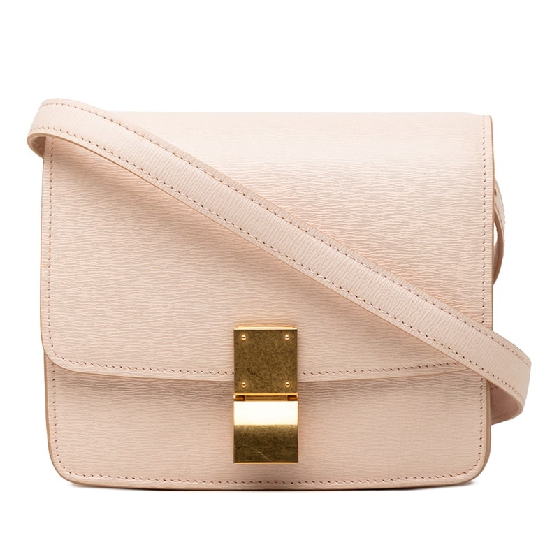 セリーヌ クラシックボックス スモール 斜め掛け ショルダーバッグ ピンクベージュ レザー レディース CELINE 【中古】