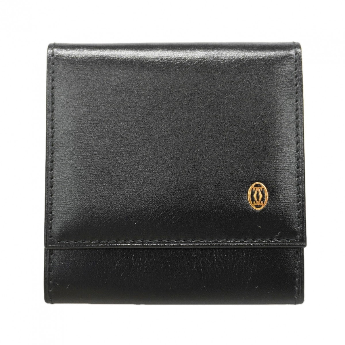 【6gd5091】カルティエ コインケース マスト レザー ブラック ゴールド金具【中古】メンズ レディース ユニセックス