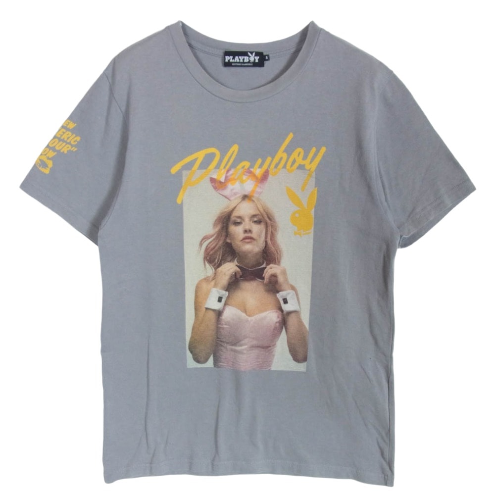 HYSTERIC GLAMOUR ヒステリックグラマー Tシャツ 12181CT03 ×PLAY BOY プレイボーイ ASHLEY SMITH アシュリー スミス プリント フォト 半袖 グレー系 S【中古】