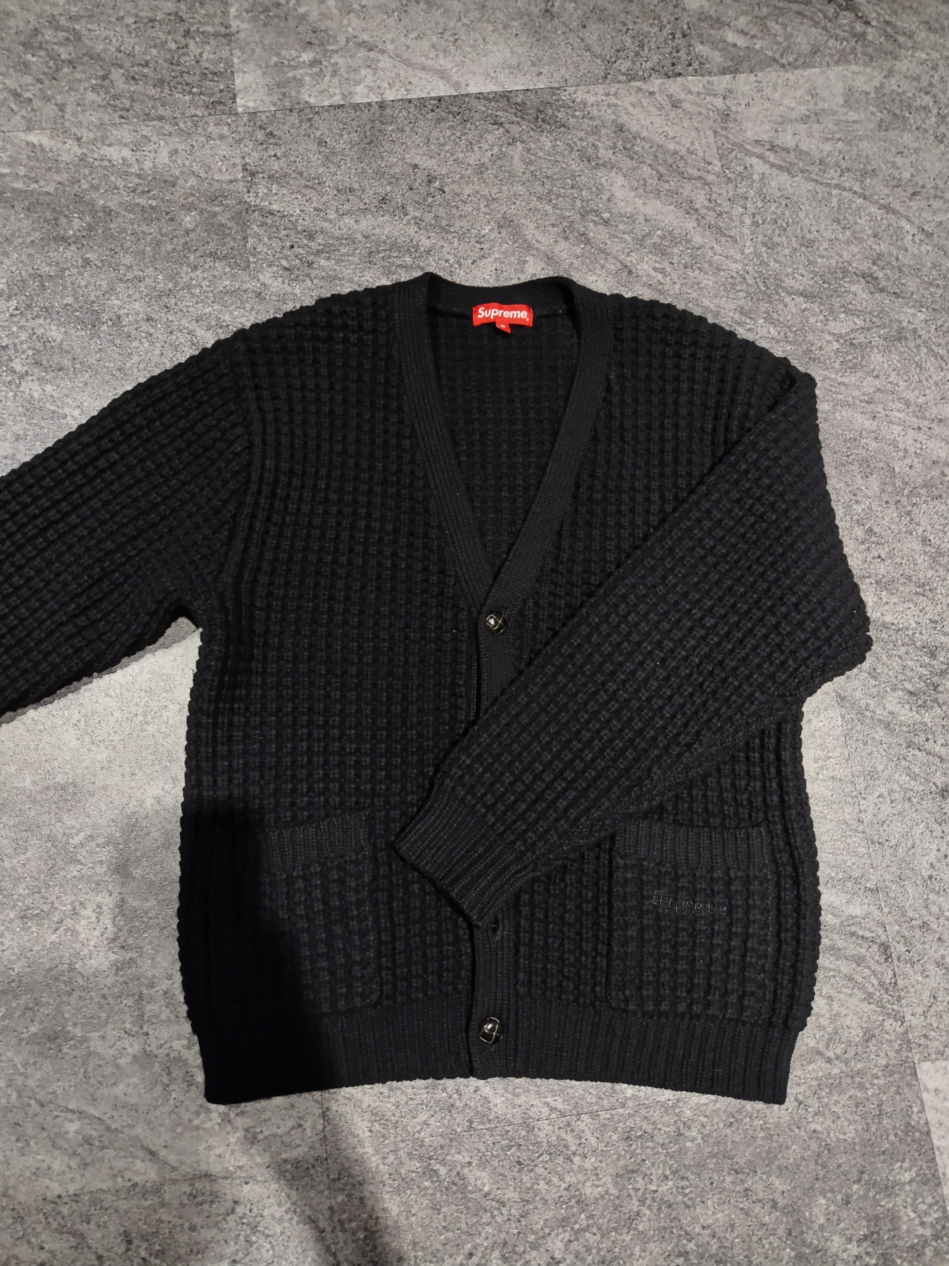 目立った傷や汚れなし】シュプリーム ワッフル ニット カーディガン