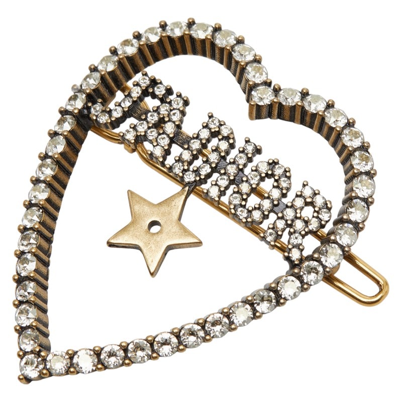 ディオール ハート J'ADIOR ヘアピン ヘアアクセサリー ゴールド メッキ ラインストーン レディース Dior 【中古】
