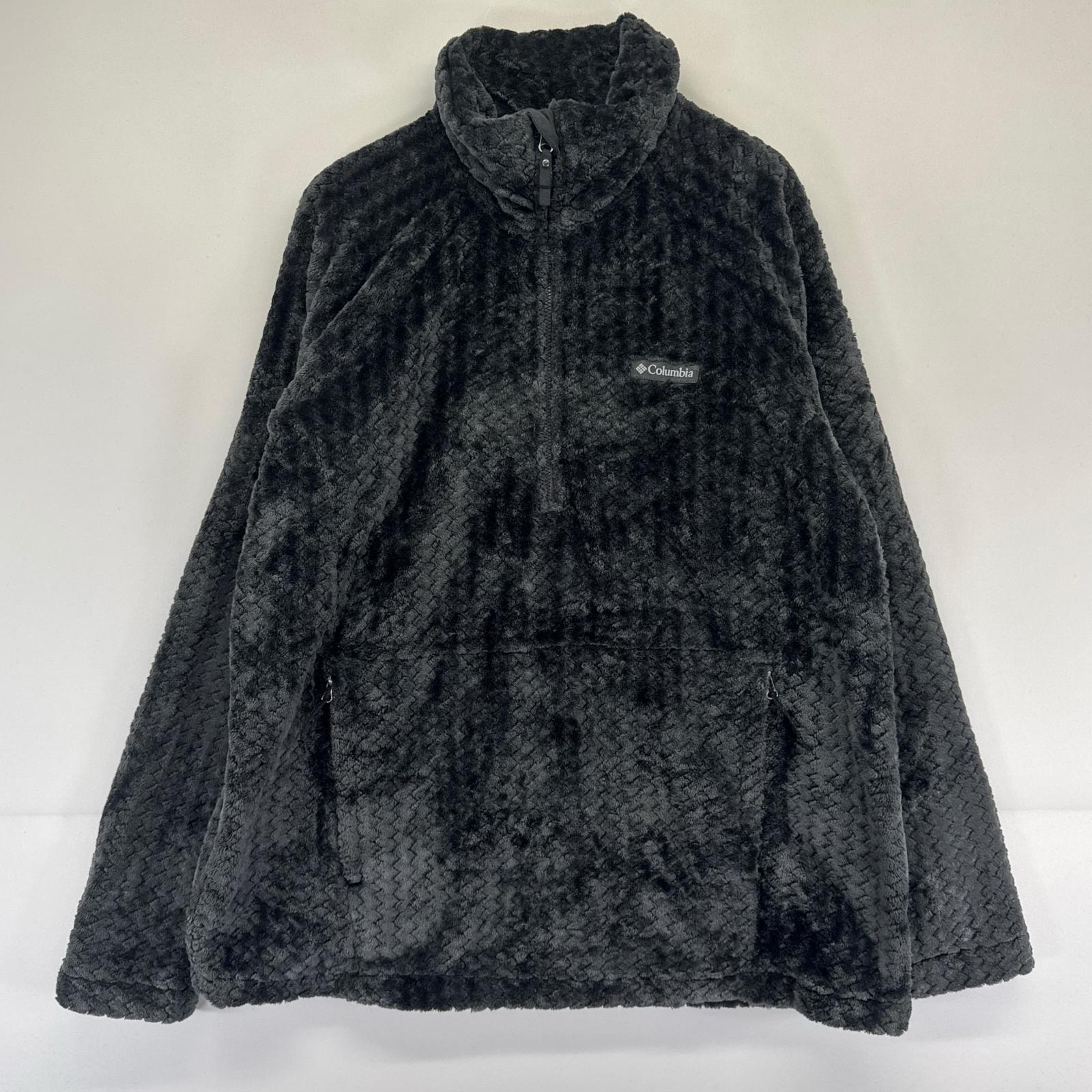 古着 コロンビア Columbia フリース ジャケット ハーフジップ プルオーバー アウトドア L ブラック系 メンズ