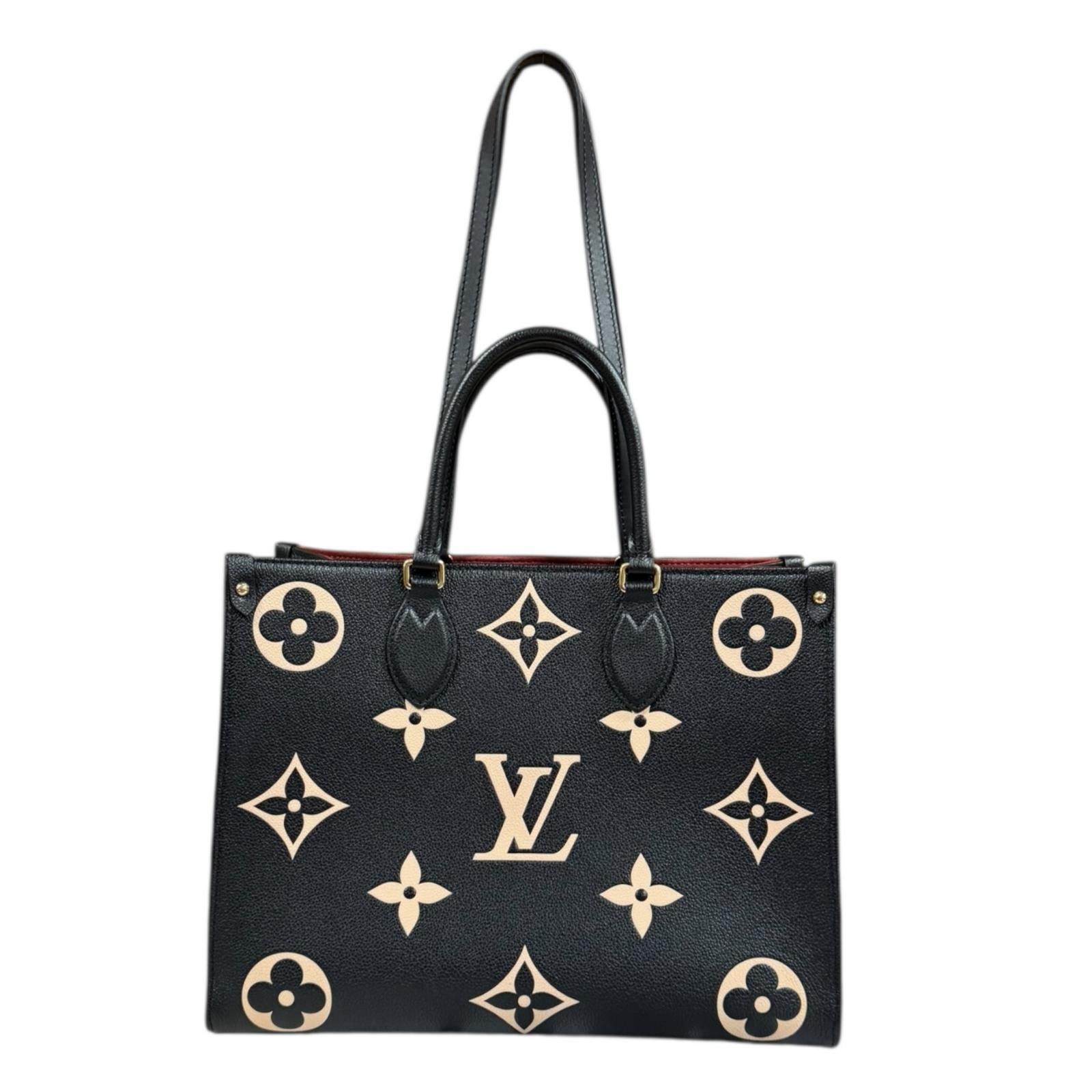 ルイヴィトン オンザゴーMM モノグラムバイカラーアンプラント ショルダーバッグ M45495 ブラック ユニセックス LOUIS VUITTON  中古