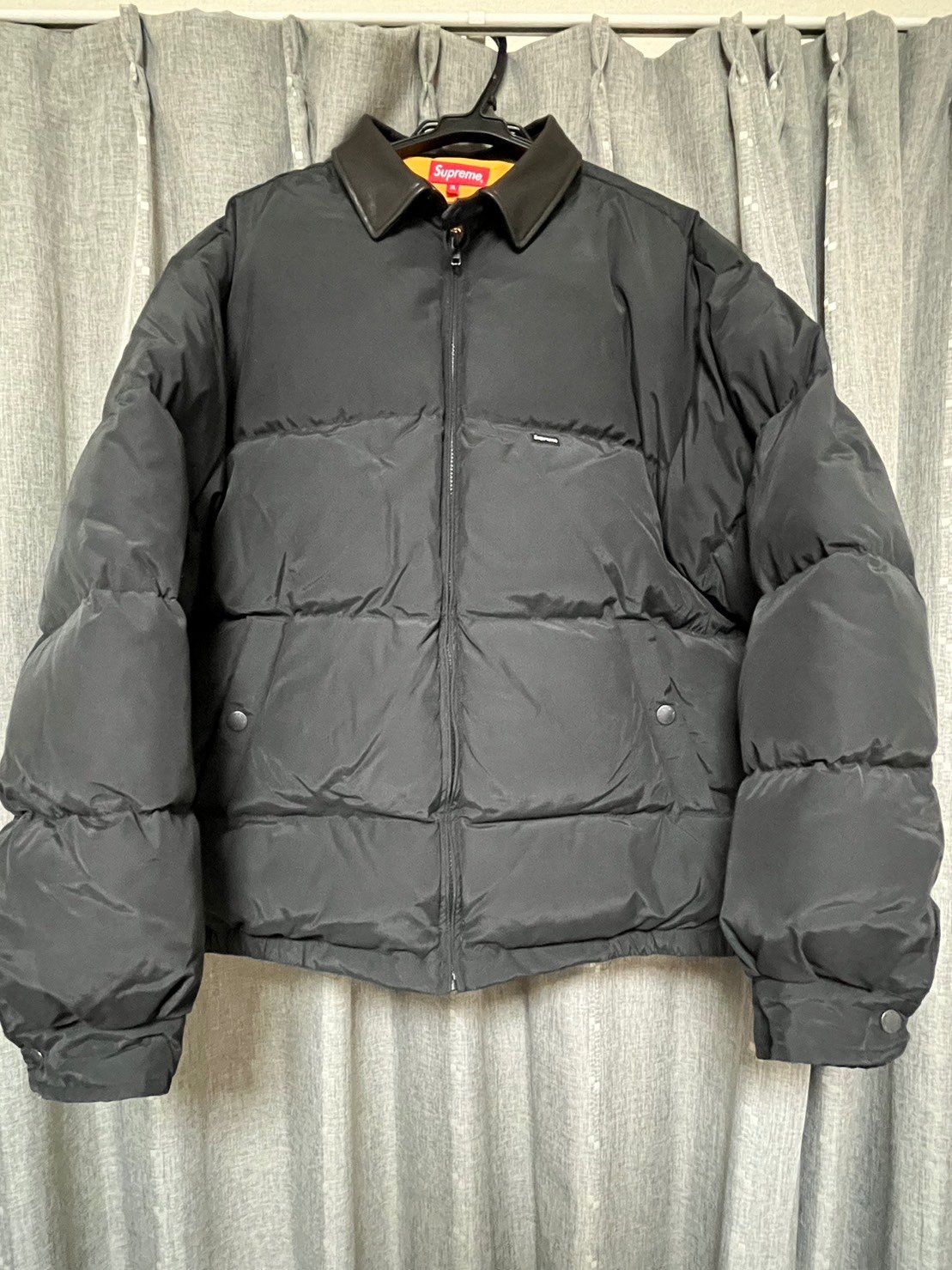 Supreme Leather Collar Puffy Jacket "Black"