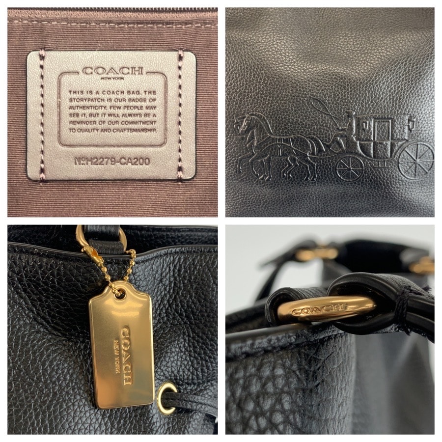 極美品☆COACHコーチ トートバッグ ブラック レザー ゴールド金具 B (目立った傷や汚れなし)】美品 COACH コーチ アンディ ブラック 黒