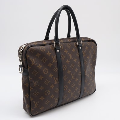 LOUIS VUITTON ルイ・ヴィトン モノグラムマカサー ポルトドキュマンヴォワヤージュ M52005 ブリーフケース ブラウン ブラック コーティングキャンバス レザー メンズ