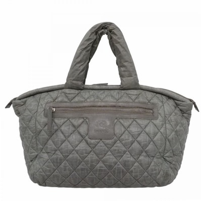 【6dd5119-k】シャネル ハンドバッグ コココクーン ナイロン グレー シルバー金具【中古】レディース