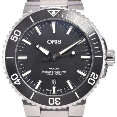 オリス ORIS 7730 アクイス デイト ブラック 自動巻き メンズ 良品 腕時計 G#147258