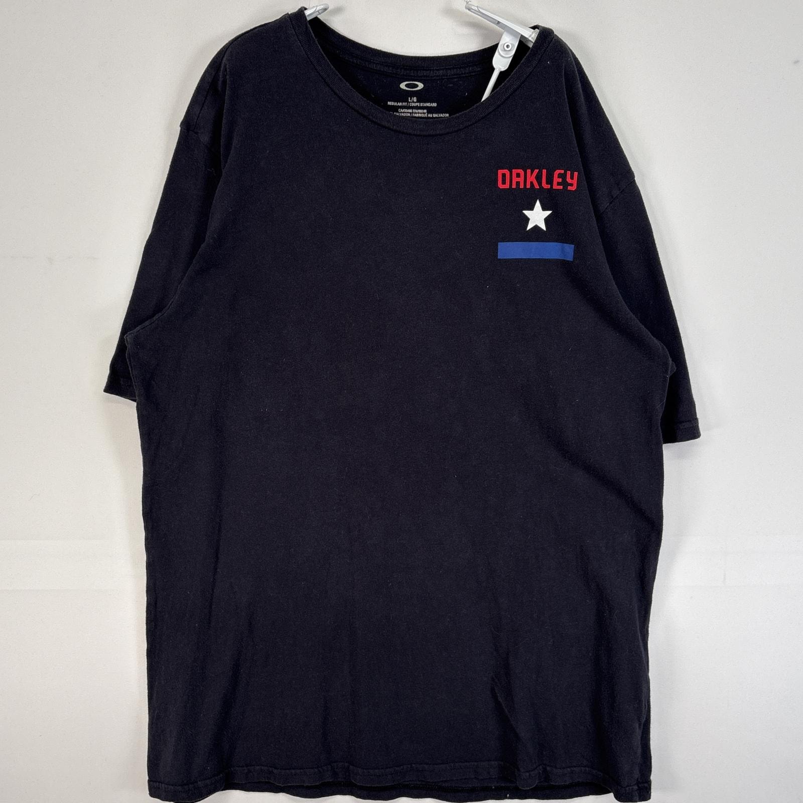 古着 オークリー OAKLEY 半袖Tシャツ 両面 プリント クルーネック L  ブラック メンズ