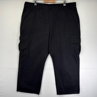 古着 ディッキーズ Dickies パンツ ワークパンツ ワンポイントロゴ 大きいサイズ ジッパーフライ カーゴ w42 L30 ブラック系 メンズ