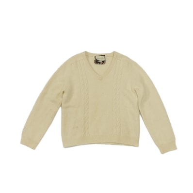 GUCCI グッチ ダブルG Vネック ケーブル ニット XL ウール カシミヤ GG アイボリー セーター 545684 XKARE