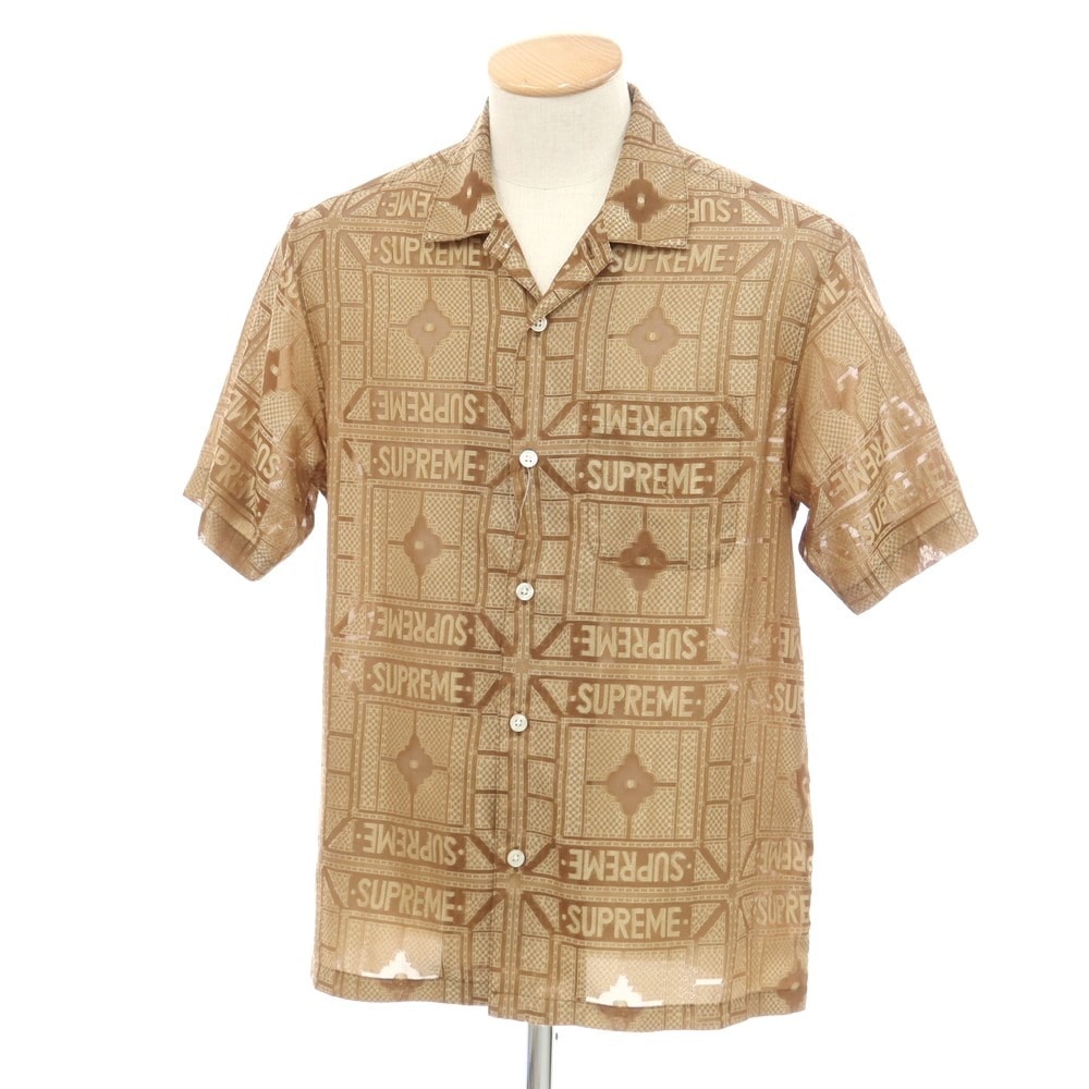 【中古】シュプリーム Supreme 2024年春夏 Tray Jacquard S/S Shirt ポリエステルレーヨン 半袖シャツ タン【サイズS】【メンズ】