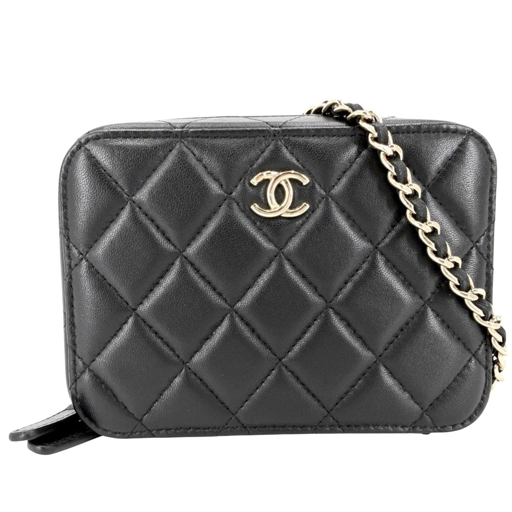 CHANEL シャネル ショルダーバッグ マトラッセ チェーンポシェット ココマーク 肩掛け ラムスキン    ブラック 黒 ゴールド金具 レディース【中古品】