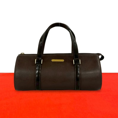 BURBERRY バーバリー ノバチェック 柄 ロゴ 金具 レザー ハンドバッグ ブラウン
38133
