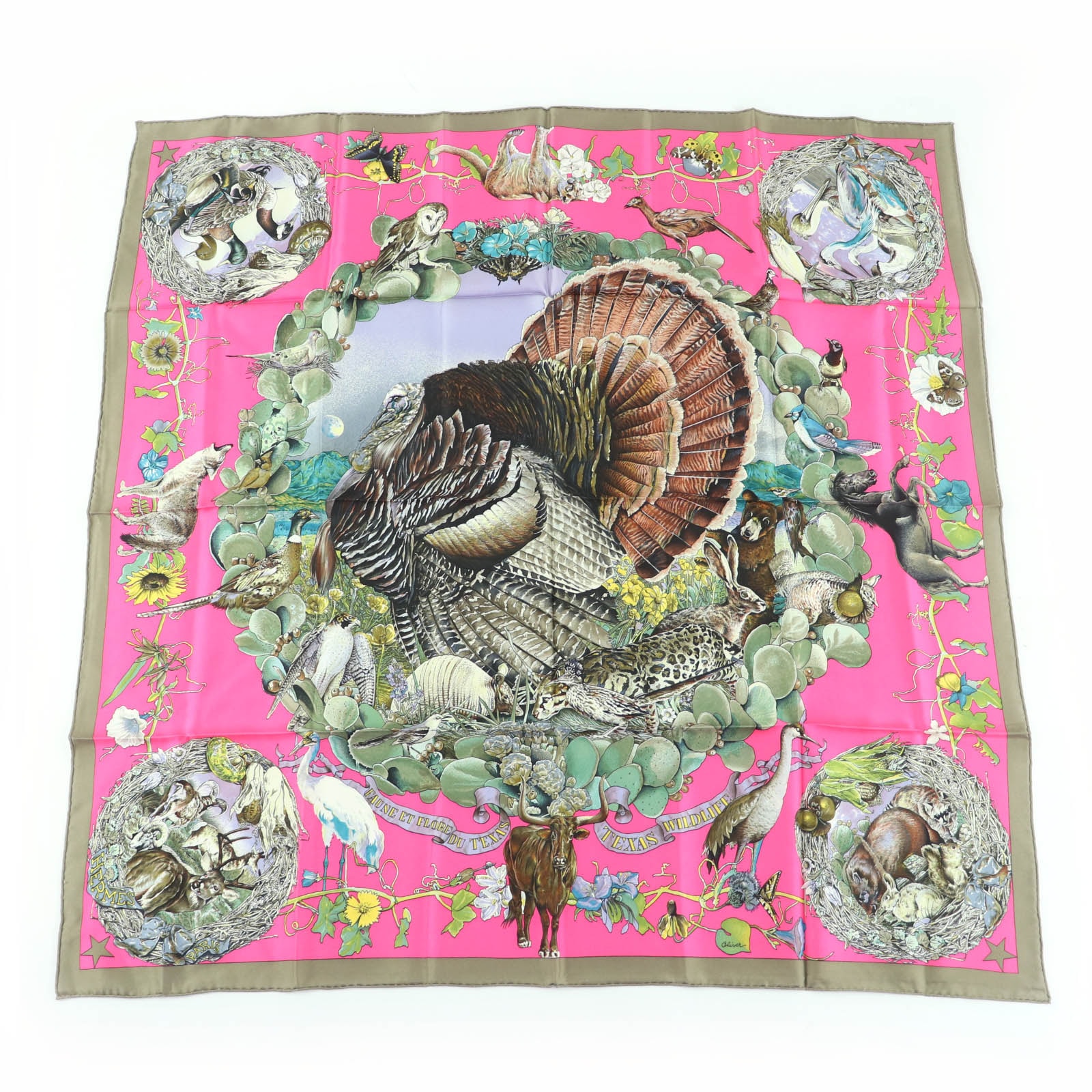 極美品 エルメス スカーフ テキサス動植物図鑑
