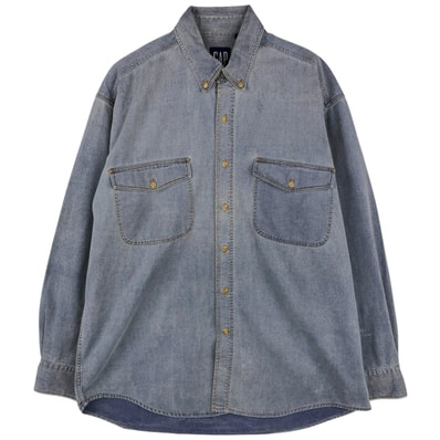 古着 90年代 ギャップ GAP オールドギャップ 長袖 ボタンダウンデニムシャツ メンズL相当 ヴィンテージ/eaa646643