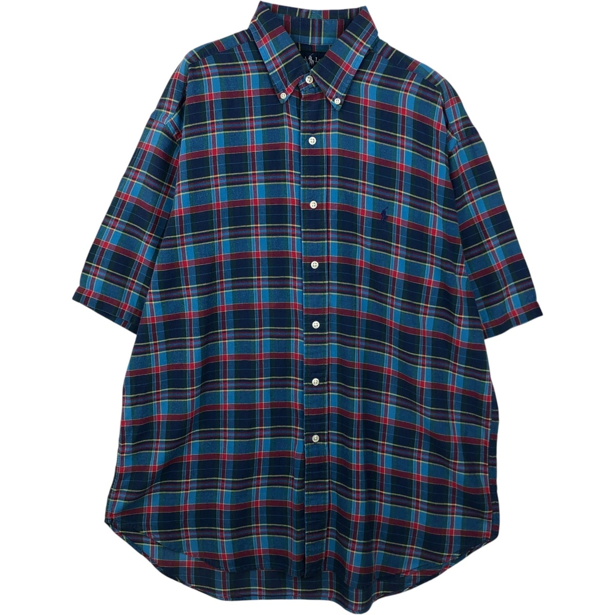 古着 ラルフローレン Ralph Lauren BLAKE 半袖 ボタンダウン チェックシャツ メンズL相当/eaa641176