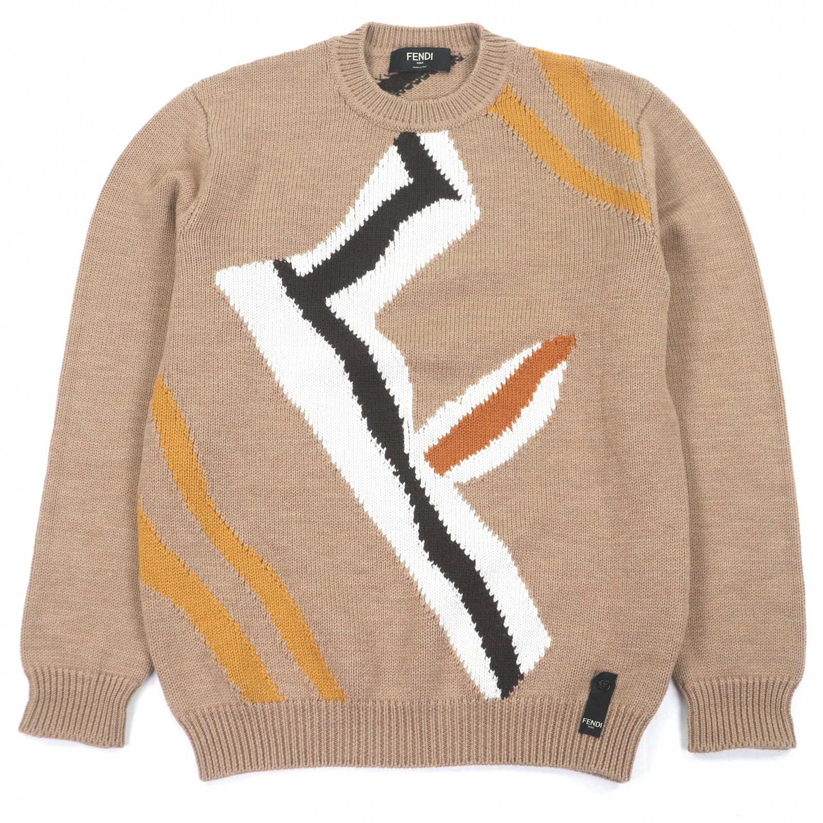 極美品 フェンディ セーター ベージュ メンズ 48 FZX014