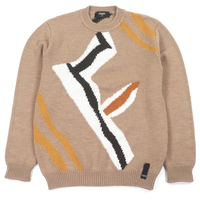 極美品 フェンディ セーター ベージュ メンズ 48 FZX014