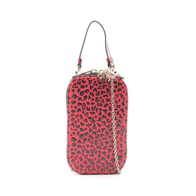 ディオール Dior LADY DIOR レディディオール フォンホルダー ハンドバッグ バッグ レザー レディース ピンク系 / ブラック系 【中古】