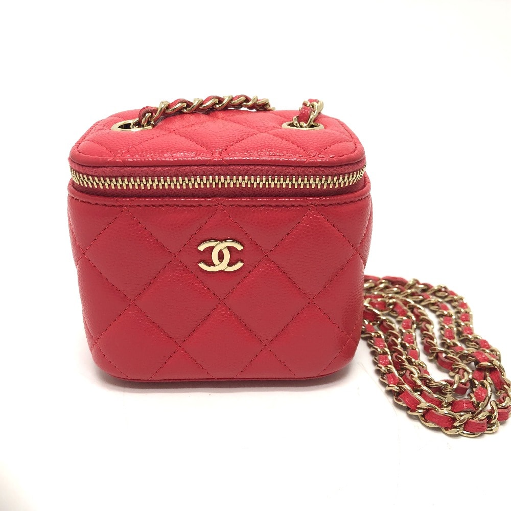 シャネル CHANEL マトラッセ AP1340 CC ココマーク ミニ バニティバッグ チェーンバッグ ショルダーバッグ キャビアスキン ピンク