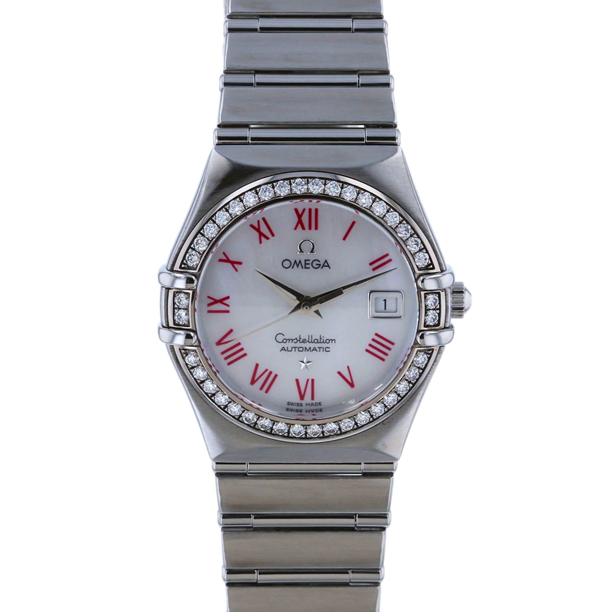 OMEGA オメガ コンステレーション ベゼルダイヤ 自動巻き シェル文字盤 腕時計 1497.63 ステンレススチール シルバー  レディース【中古】