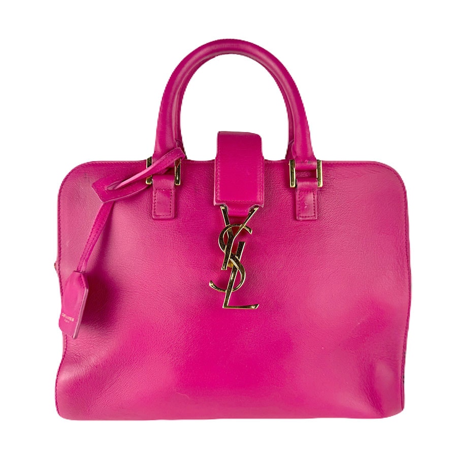 サンローラン SAINT LAURENT ハンドバッグ ショルダーバッグ ベイビーカバス レザー マゼンタ ゴールド レディース【中古】 z8335