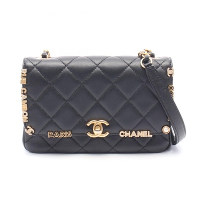 シャネル CHANEL ミニ フラップ バッグ マトラッセ ショルダーバッグ バッグ レザー レディース ブラック系 AS3731 【中古】