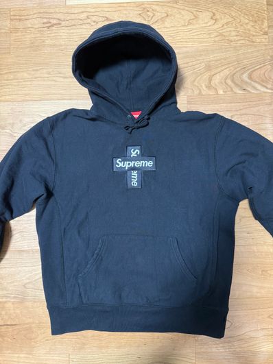 Supreme Cross Box Logo Hooded Sweatshirt "Black"