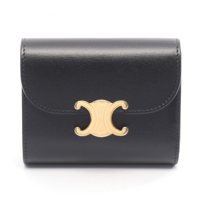 セリーヌ CELINE トリオンフ スモールフラップウォレット 三つ折り財布 財布 レザー レディース ブラック系 10D783DPV38NO 【新品】