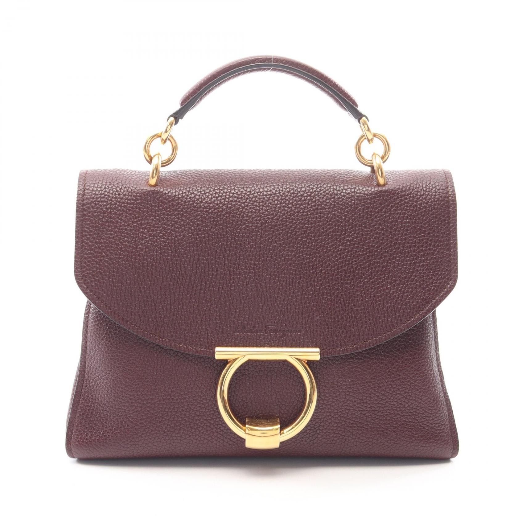 サルヴァトーレフェラガモ Salvatore Ferragamo マーゴット ガンチーニ ハンドバッグ バッグ レザー レディース ボルドー系 EE-2H493 【中古】