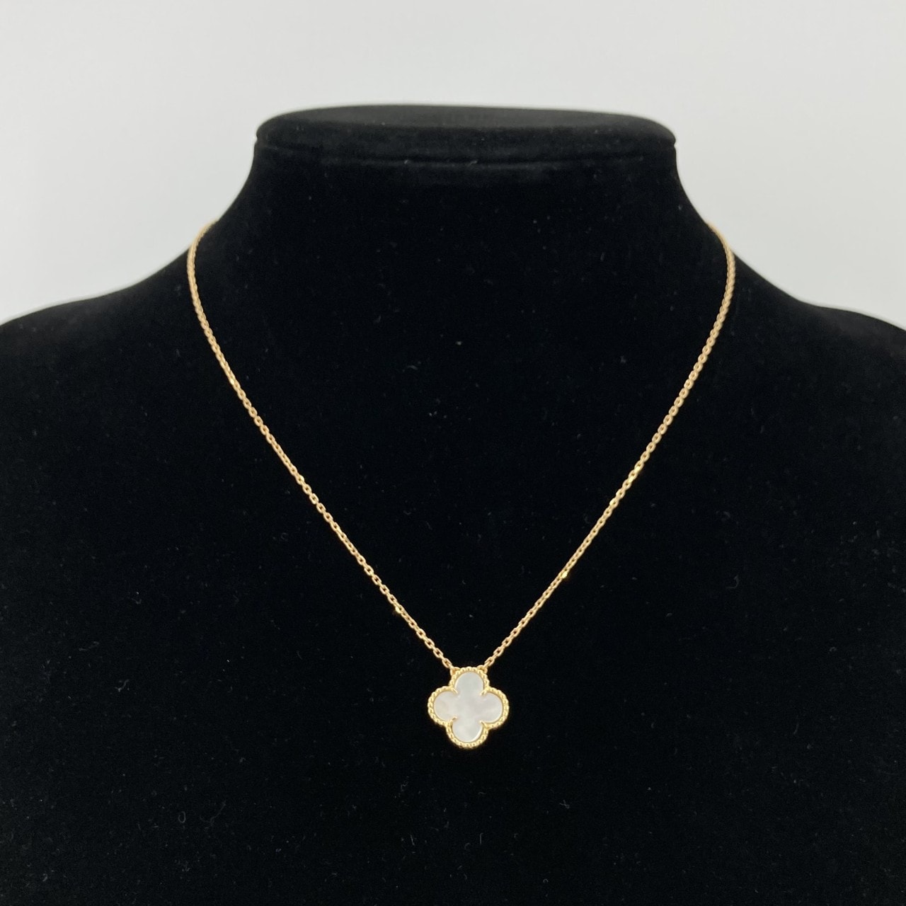 Van Cleef & Arpels(ヴァンクリーフ&アーペル) ヴィンテージ アルハンブラ マザー オブ パール Au750 ネックレス 5.4g ホワイト×ゴールド