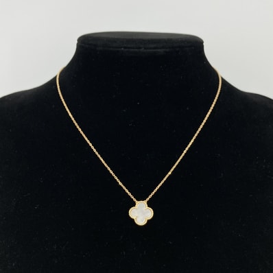 Van Cleef & Arpels(ヴァンクリーフ&アーペル) ヴィンテージ アルハンブラ マザー オブ パール Au750 ネックレス 5.4g ホワイト×ゴールド