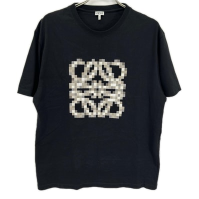 ロエベ H526Y22XAD ブラック ピクセルアナグラム刺繍Tシャツ M