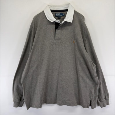 古着 ポロバイラルフローレン Polo by Ralph Lauren 長袖シャツ ラガーシャツ 大きいサイズ ロゴ 刺繍 2XB BIG グレー メンズ
