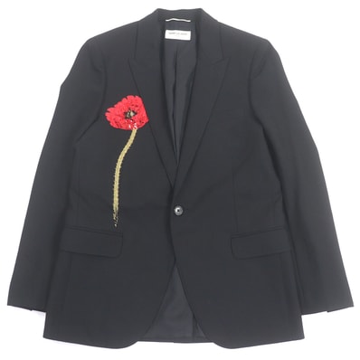 極美品 サンローランパリ テーラードジャケット ブラック 46 372157