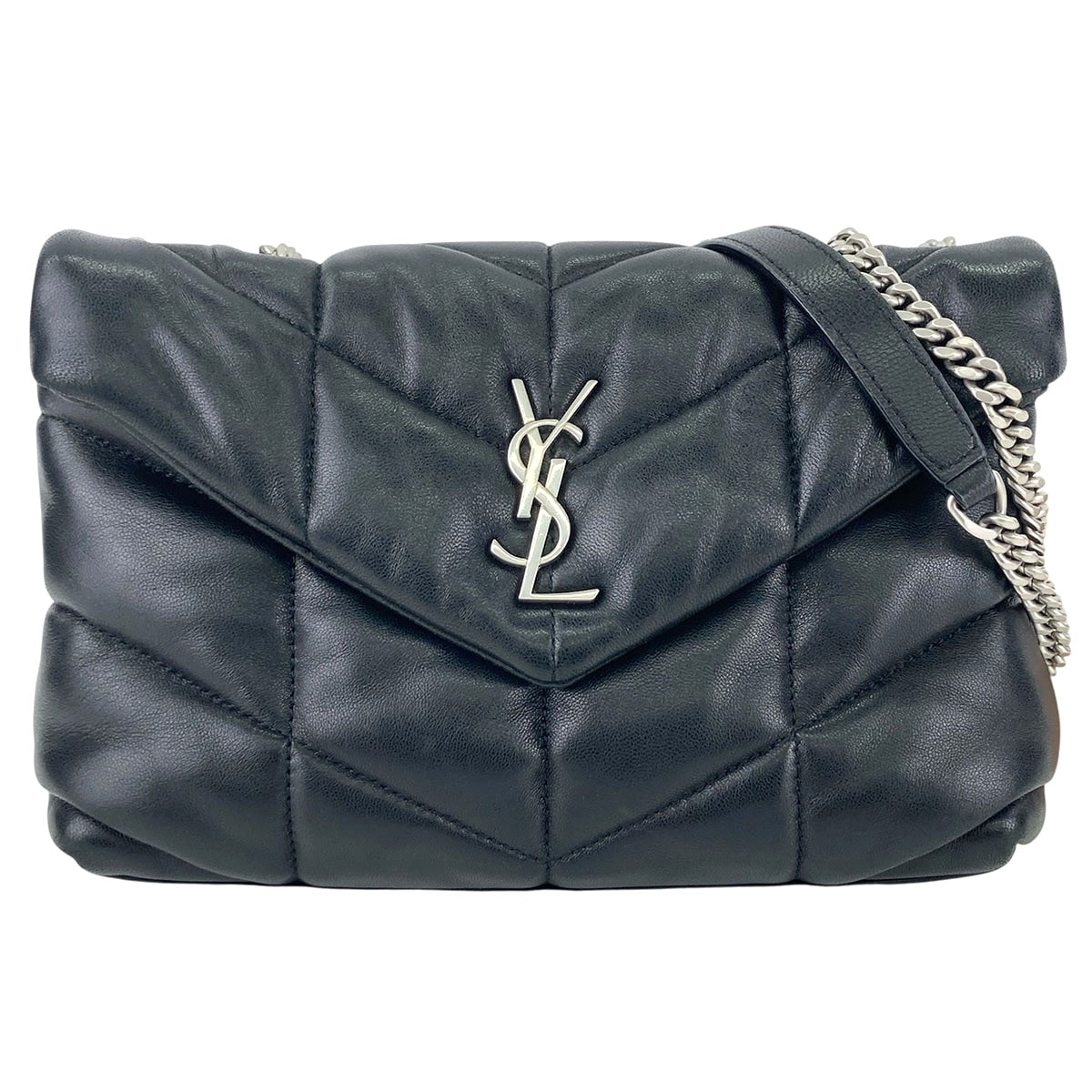 YVES SAINT LAURENT イヴ・サンローラン パファー トイバッグ チェーンショルダー 2WAY ショルダーバッグ 7593371 ラムスキン ブラック シルバー金具  レディース【中古】