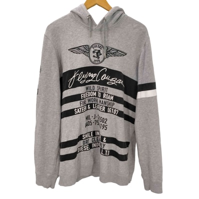 Fllying Cougar プリント ボーダー パーカー【1142166115545】