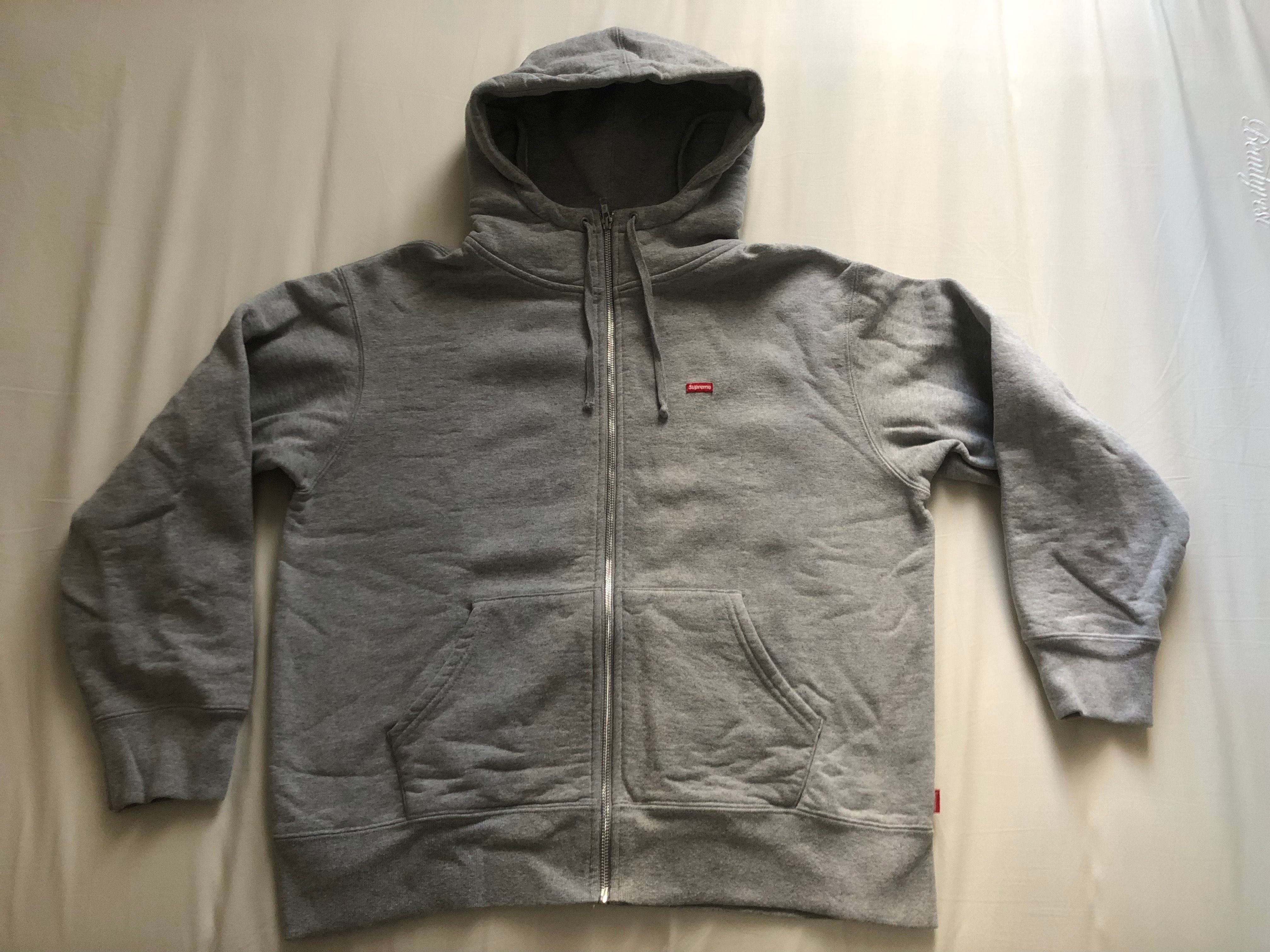 Supreme Small Box Facemask Zip Up Hooded Sweatshirt "Heather Grey"