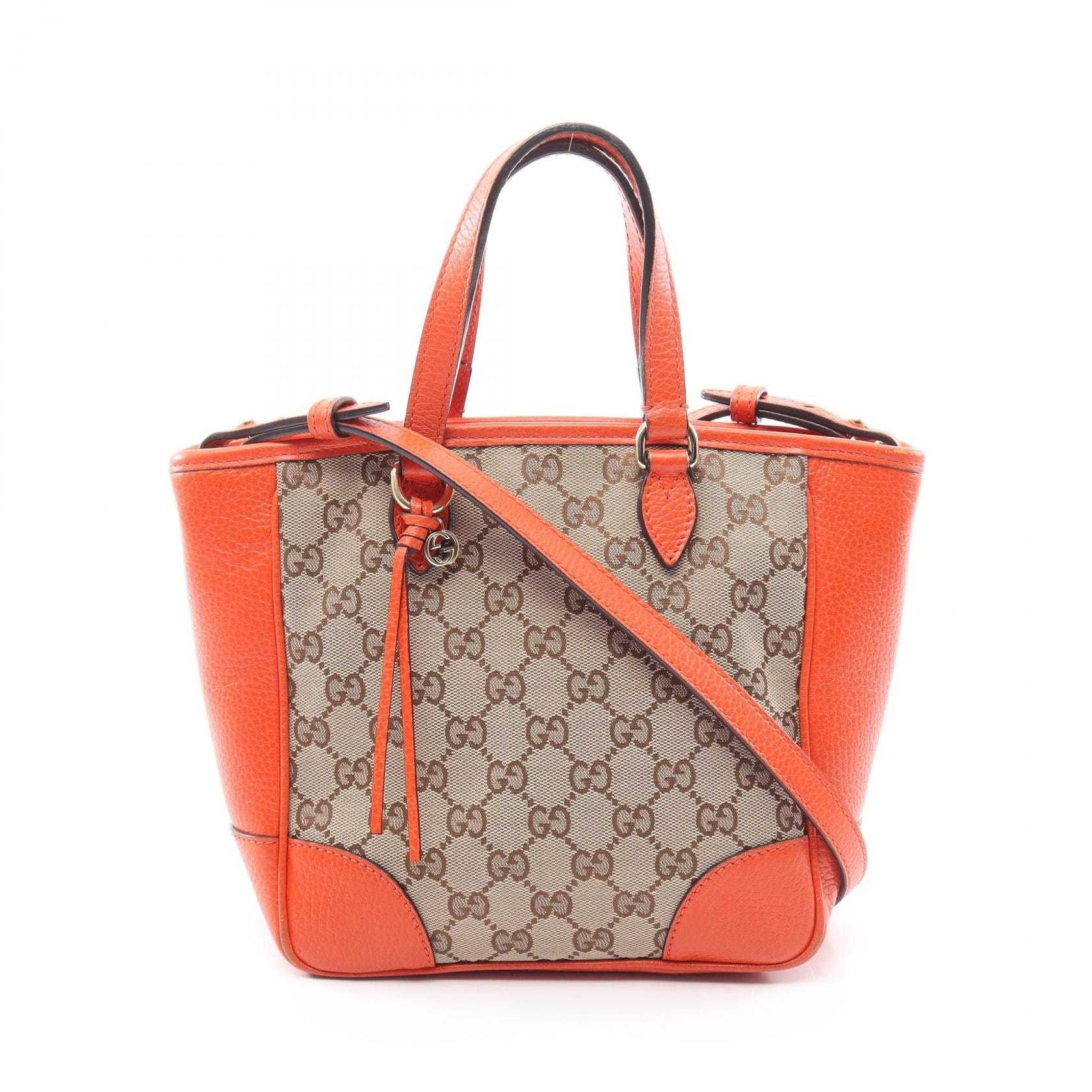 グッチ GUCCI ブリー GGキャンバス 2WAY トートバッグ バッグ キャンバス レザー レディース ベージュ系 / オレンジ系 449241 【中古】