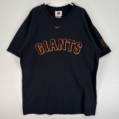 古着 00’s/00年代 ナイキ NIKE 半袖Tシャツ センター プリント ロゴ スウッシュ MLB ジャイアンツ 肉厚 M ブラック メンズ