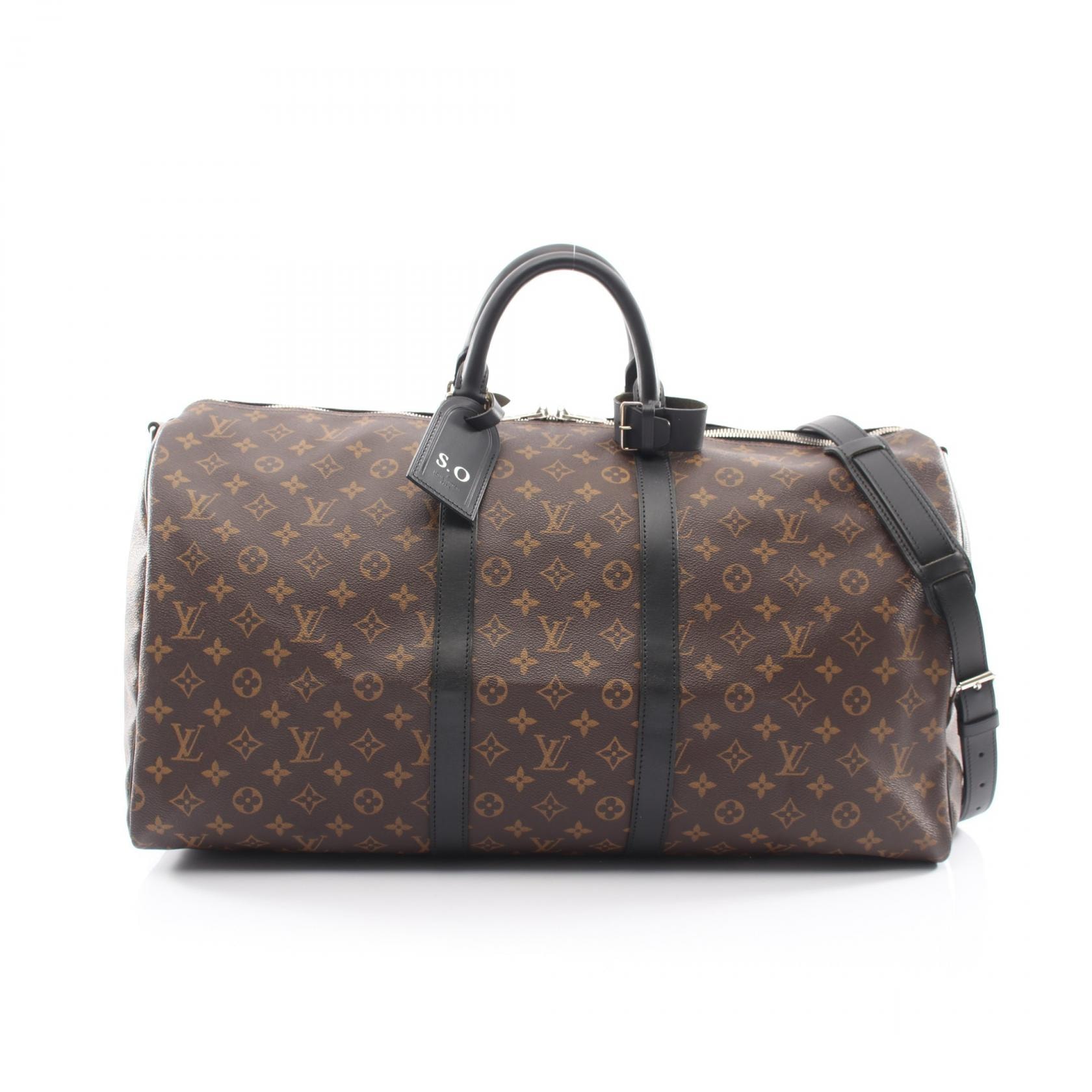 ルイ・ヴィトン LOUIS VUITTON キーポル バンドリエール55 2WAY ボストンバッグ バッグ PVCコーティングキャンバス レザー モノグラム・マカサー メンズ ブラウン系 / ブラック系 M56714 【中古】