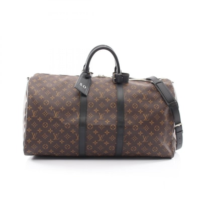 ルイ・ヴィトン LOUIS VUITTON キーポル バンドリエール55 2WAY ボストンバッグ バッグ PVCコーティングキャンバス レザー モノグラム・マカサー メンズ ブラウン系 / ブラック系 M56714 【中古】
